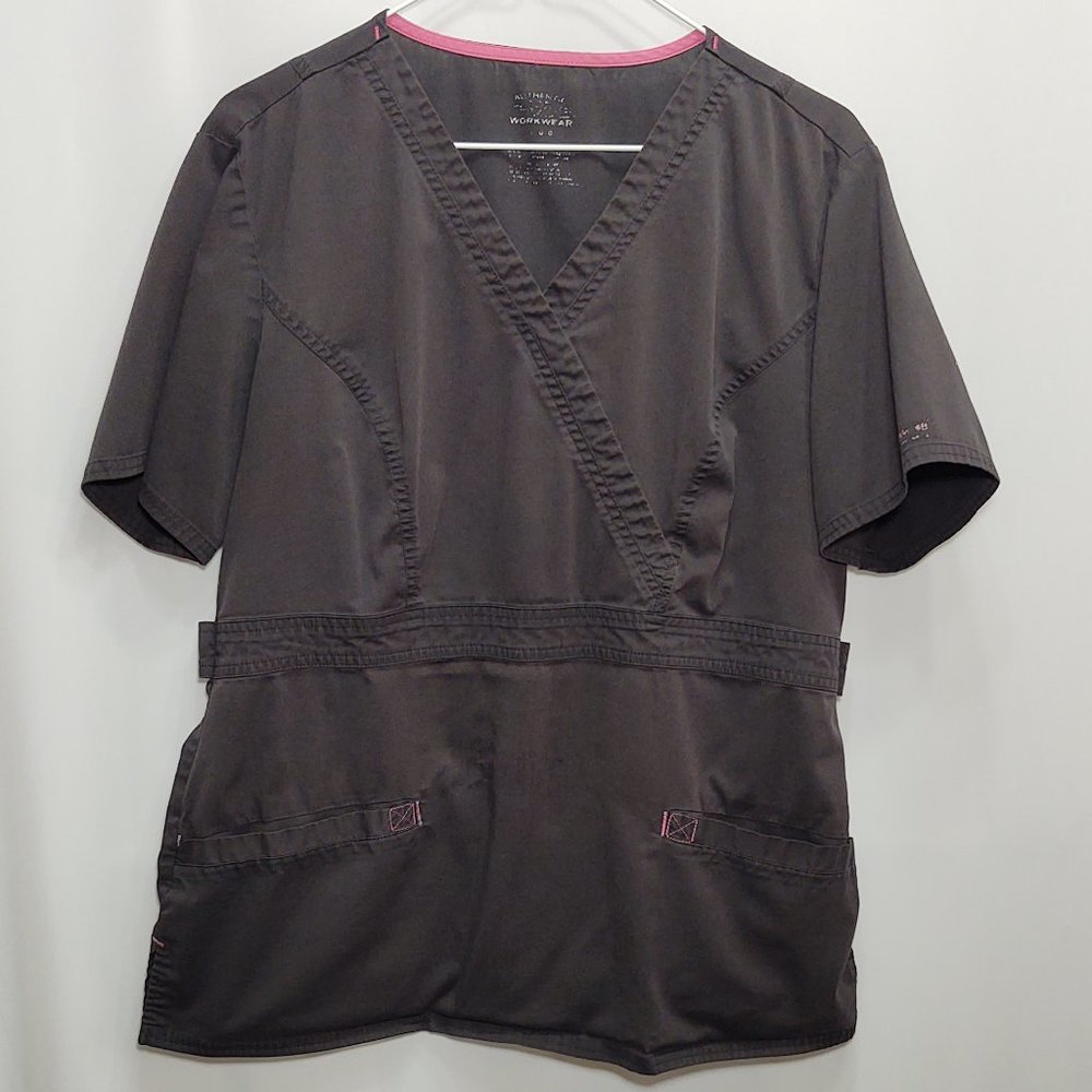 3/$30 Cherokee Workwear Black Mock Wrap Scrub Top